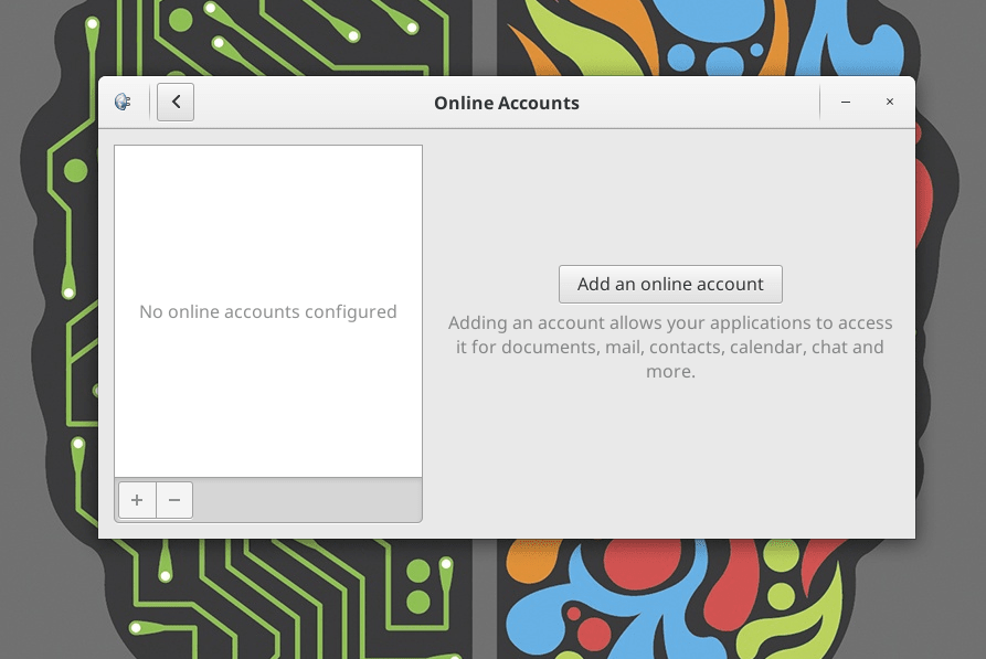 GNOME online accounts view